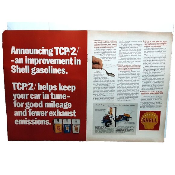 1971 Shell Gasoline 2 Page Car Original Print Ad
